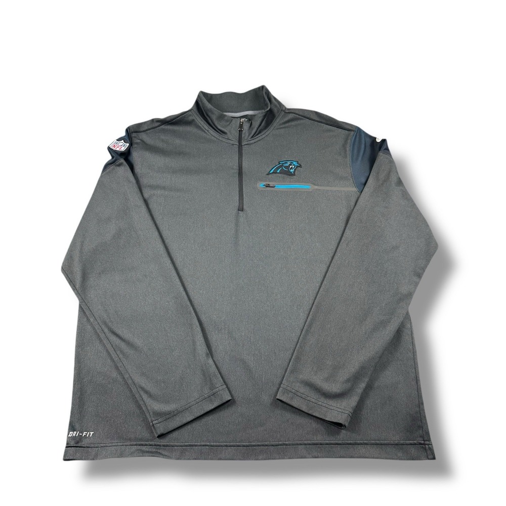 Nike NFL On-Field Carolina Panthers Gray 1/4 Zip Pullover Coaches Jacket Mens L